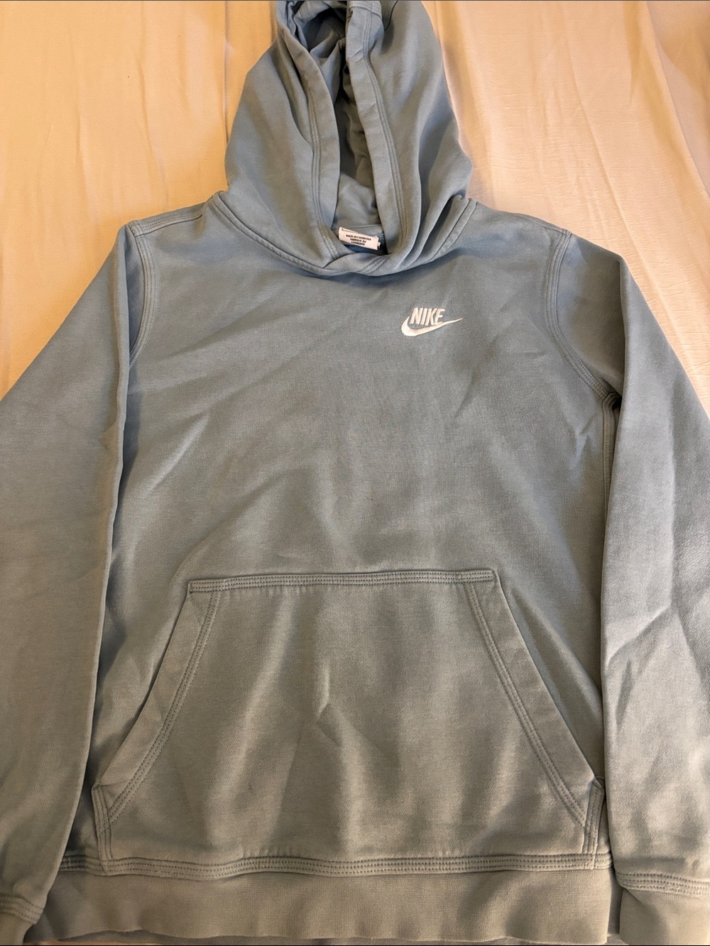 Nike Light Blue Kids Pullover Hoodie with White Logo